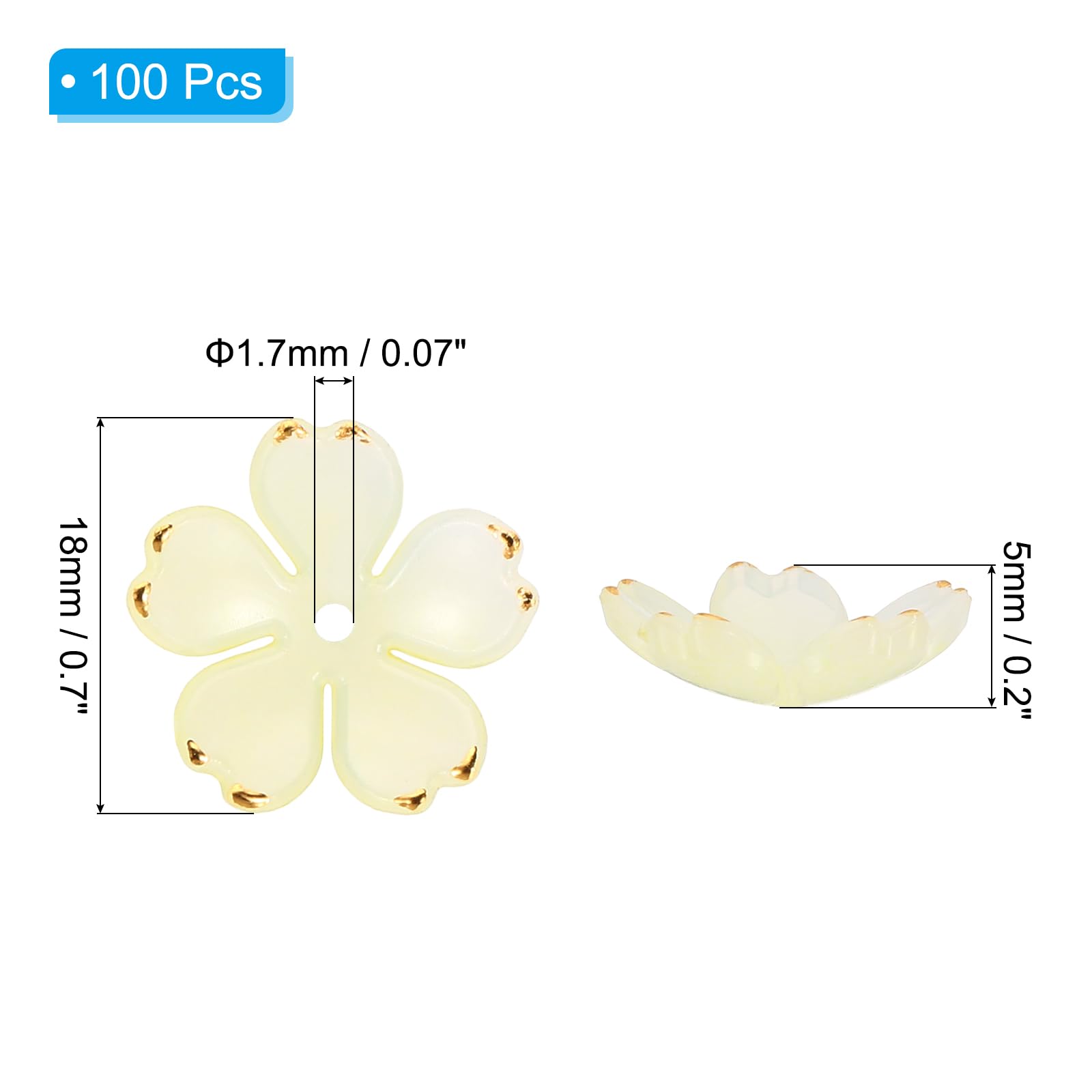 PATIKIL Acrylic Flower Beads, 100 Pcs 18mm Gold-Plated Gradient Cherry Blossom Floral Spacer Beads for Bracelets Earrings - Image 2