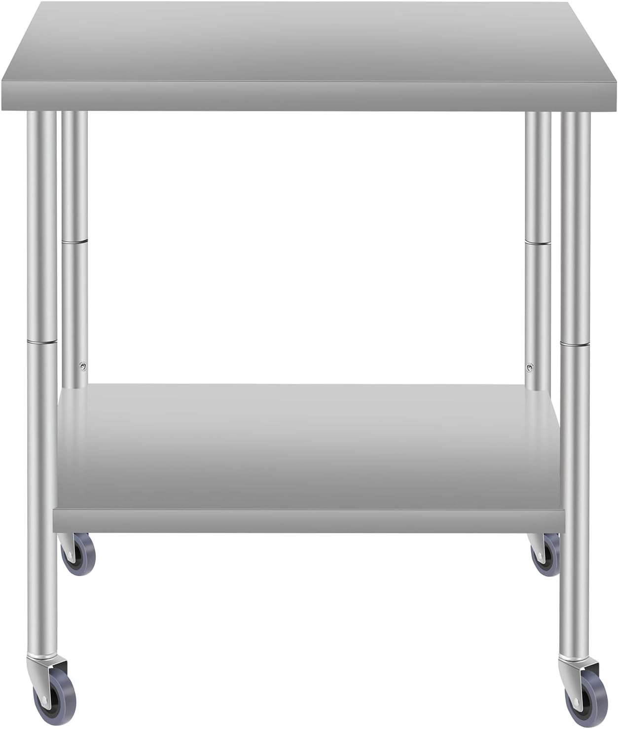30''*24'' Commercial Work Table for Restaurant and Home Stainless Steel Kitchen Prep Table with Under Shelf and Wheels