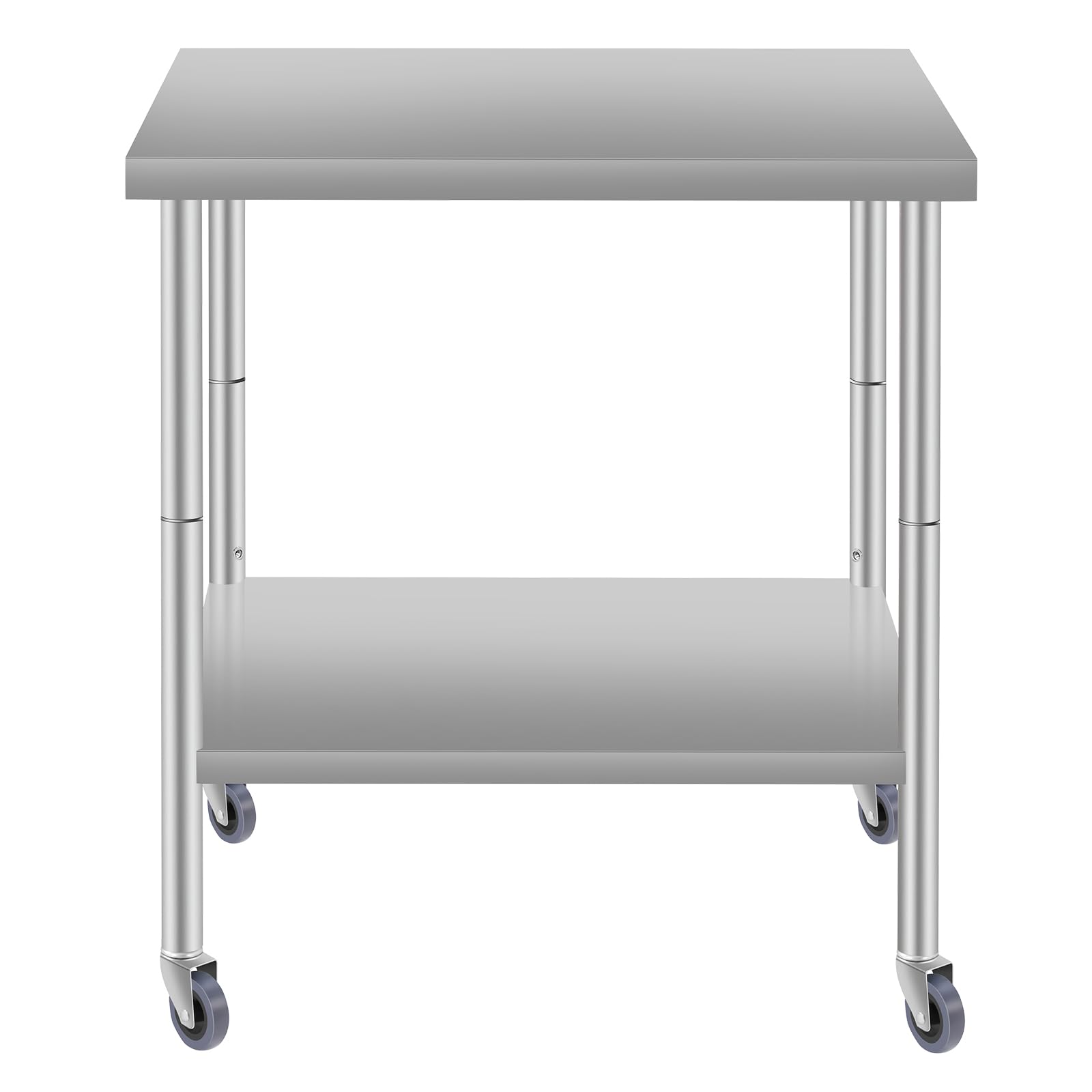 Stainless Steel Table with Wheels for Prep & Work with Adjustable Undershelf, 30" x24“ Heavy Duty Table for Commercial Kitchen, Outdoor, Restaurant,