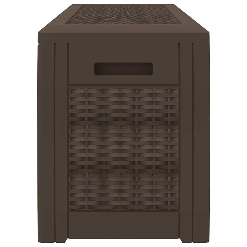 Caja de almacenaje de polipropileno con tapa (119 x 48 x 60 cm), color marrón para jardín, terraza, caja de cojines con asa y tapa bloqueable para cojines