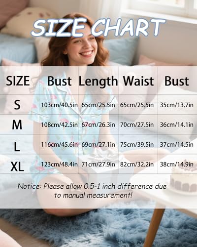 Image of Womens Silky Pajama Sets Short Sleeve Loungewear 2 Pcs Satin Soft Pj Sets Button Down Women's Summer Sleepwear