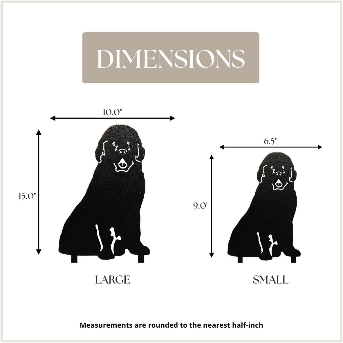 Black Powder Coated Metal Newfoundland Dog Silhouette Yard Stake (Large)