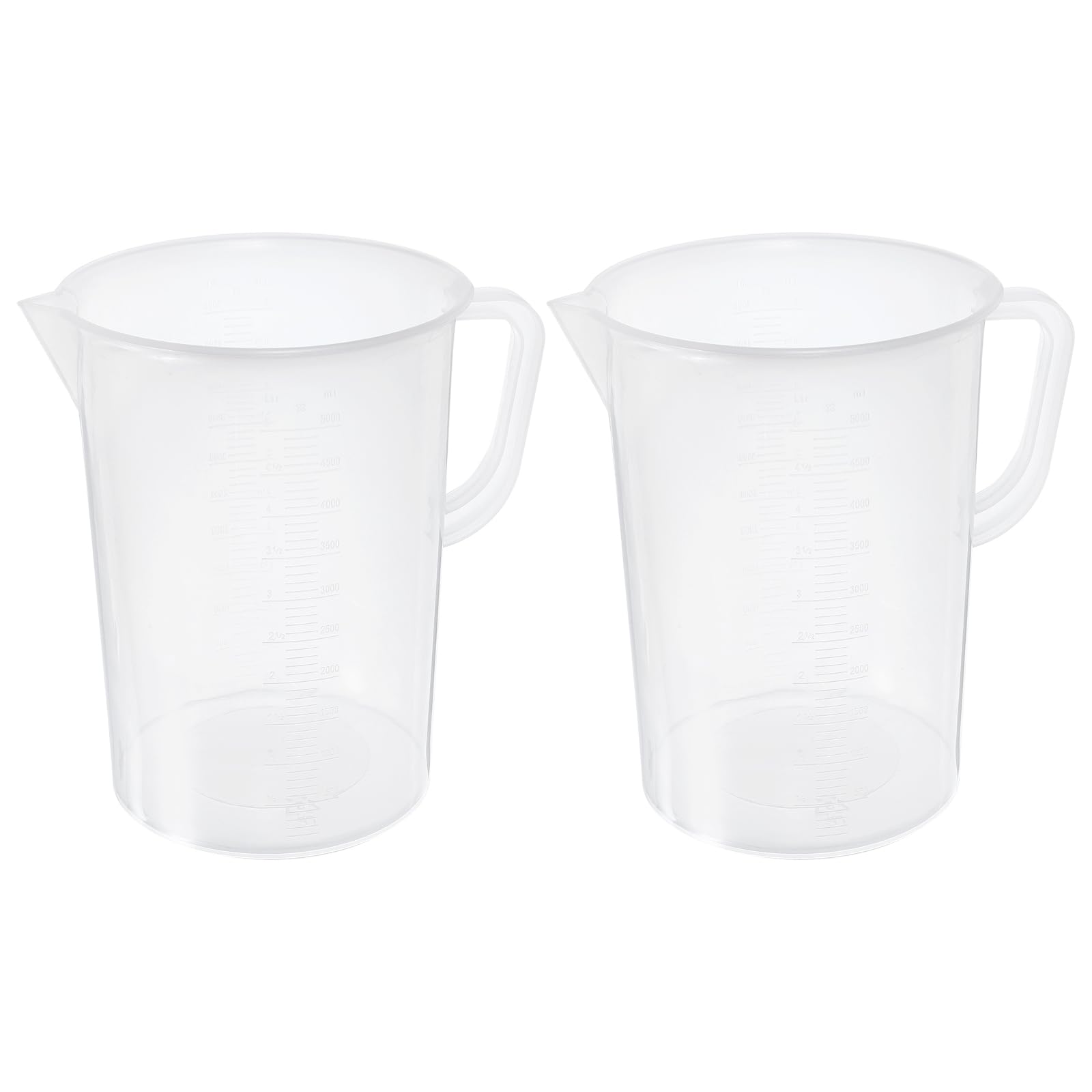 PATIKIL 5000ml Misurini, Pezzi Becher In Polipropilene Graduati Con Beccuccio Per Esperimenti Di Laboratorio, Cottura E Cucina, Trasparenti.