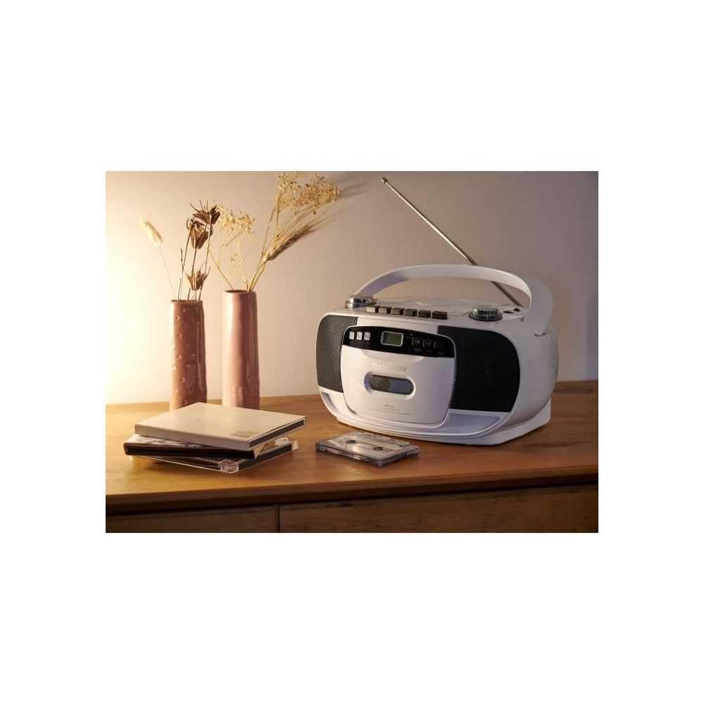 Lecteur radio cassette et CD portable - THOMSON - RK201CD - Blanc