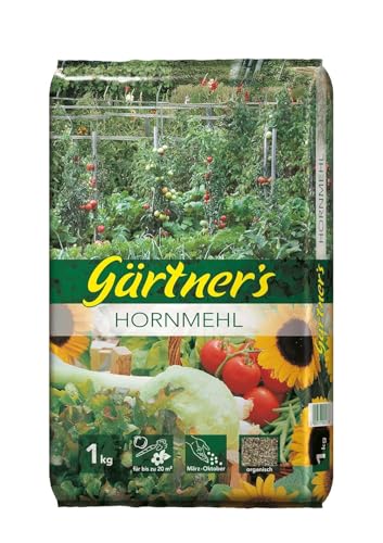 Gärtners Hornmehl 1 kg - organischer Stickstoffdünger für alle Gartenkulturen wie Gemüse Obst Zierpflanzen u.a.