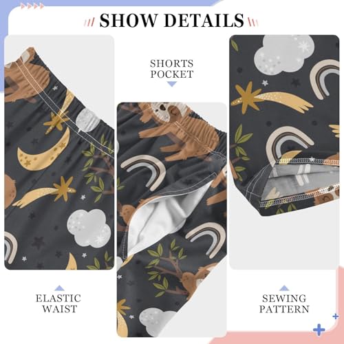 ZZXXB Sloth and Moon Boys Long Pants Soft Trousers Elastic Waist Kids Lounge Bottoms with Pockets S-XL4