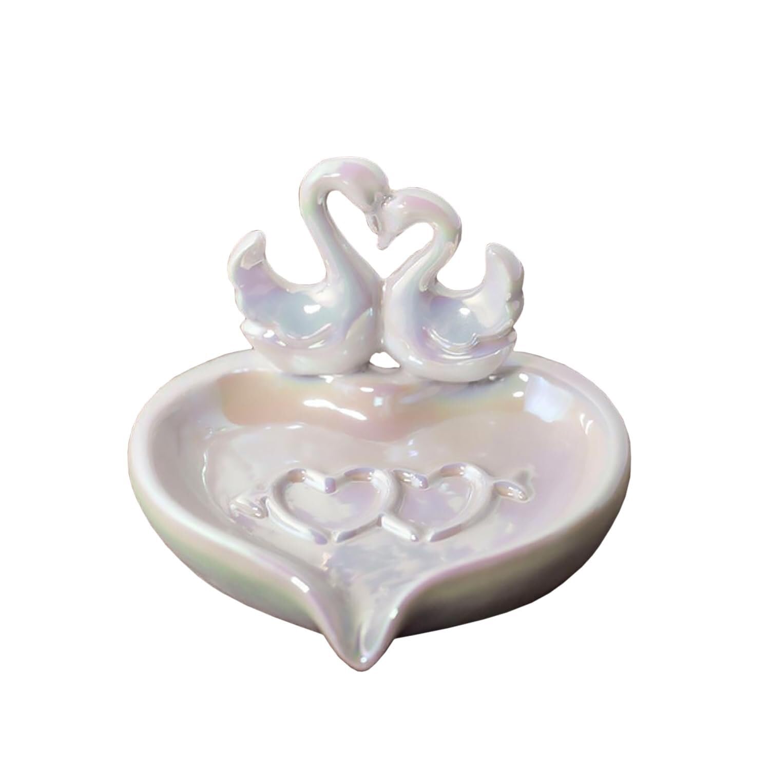 Holder for Shower Swan-shaped Ceramic Soap Dish With A Waterfall-style Drainer Suitable For Countertops Stand for Kitchen(White)
