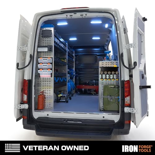 Image of Iron Forge Tools Metal Power Tool Organizer Wall Mount - 5 Drill Holder Cordless Powertool Dock, Enclosed Utility Trailer & Garage with Locking Rack
