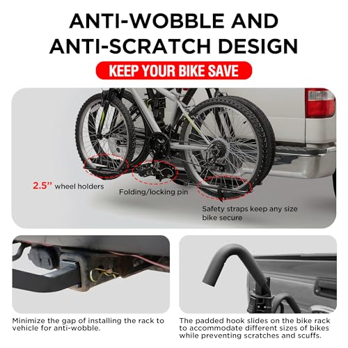 Image of Young 2 Bike Rack Hitch Mount Foldable Platform Style, Bicycle Carrier for Cars SUVs Trucks Vans, 80 lbs. Capacity