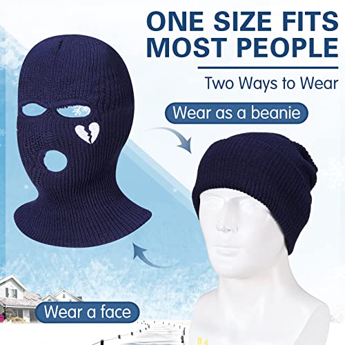 6 Pcs 3-Hole Ski Mask Full Face Cover Ski Mask For Balaclava Face Mask Men Women Ski Mask Beanie For Outdoor Sports Winter (White Blue Green Black Gray Royal Blue, Heart) #TOP2