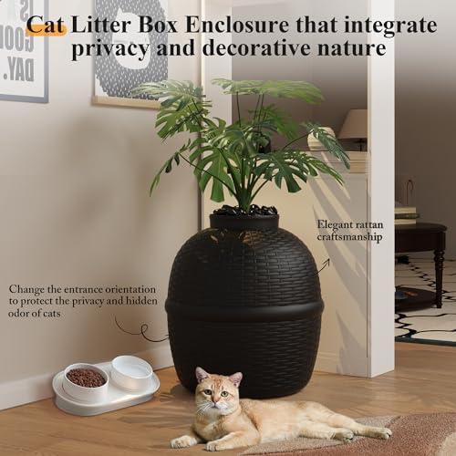 Arenero oculto para gato con filtro de carbón negro miniatura 2