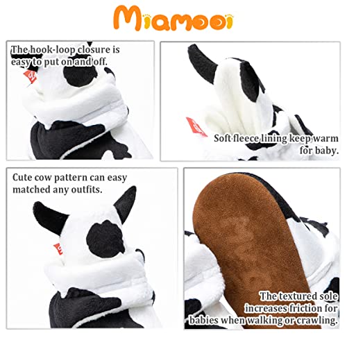 Miamooi Infant Baby Girls Boys Cotton Cow Booties Newborn Winter Warm Fleece Cozy Slippers Toddler Non-Slip Ankle Boots First Walker Crib House Socks Shoes 6-12 Months #TOP4