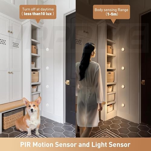 Image of VR PRIME Rechargeable Motion Sensor Light for Home | Night Body Induction Lamp for Bedroom | Automatic Night Light Onoff Sensor (6, Warm,White)