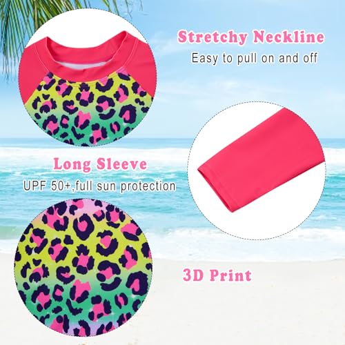 Image of Vogseek Girls Rash Guard Two Pieces Swimsuit Long Sleeve Bathing Suit for 3-10 Years