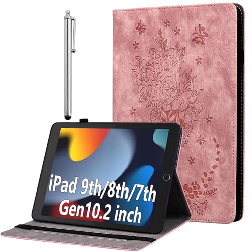 Étui iPad 9ème génération rose pour le bureau et la maison avec support réglable