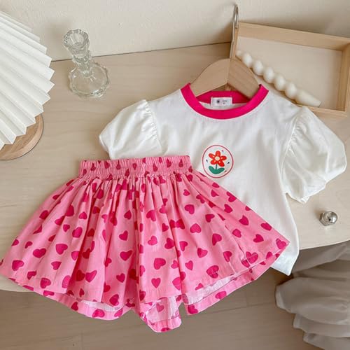 Image of Girls Summer Outfits Toddler Girl Shorts Set Cotton Casual Short Sleeve Shirt and Shorts 2-7T