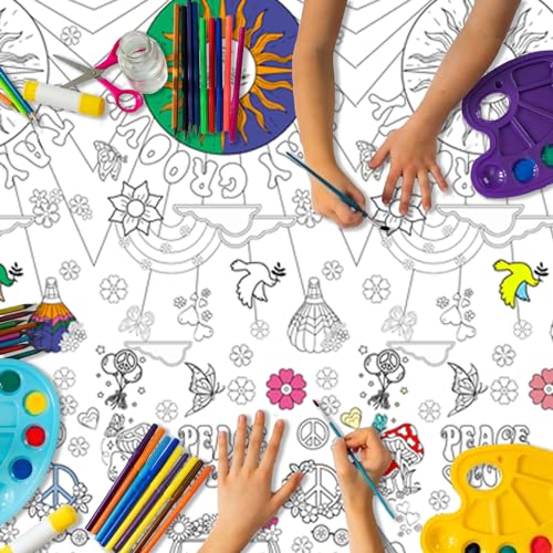 Coloring Tablecloth for Kids,137*274cm Giant Colouring Table Cloth,Paper Tablecloths Hippy Rectangular Table Cover for Parties,Art Coloring Educational Tablecloth Party Supplies for Boys Girls - Image 4