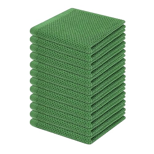 Image of Homaxy 100% Cotton Waffle Weave Kitchen Dish Cloths, Ultra Soft Absorbent Quick Drying Dish Towels, 12 x 12 Inches, 12-Pack, Grass Green