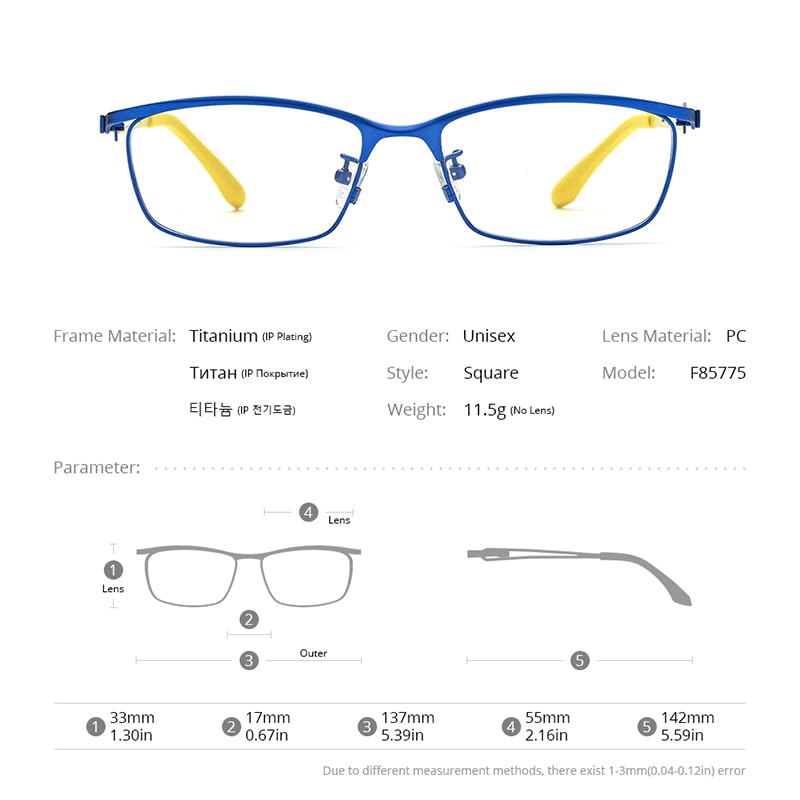 Image of FONEX Pure Titanium Glasses Frame Men Square Eyeglasses Optical Eyewear F85775