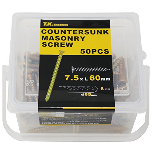 T.K.Excellent - Tornillos avellanados para hormigón M7.5 x 60 mm T30, 51 unidades