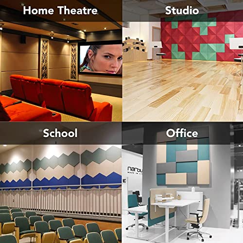 Image of ECHSORBIX PET Soundproof Acoustic Wall Panels 4 Pcs for Bedrooms, Home Theaters, Offices, Music Studios - 12 inch12 inchx0.4 inch - Easy to Install - Sound Absorbing Home Decor Wall Panels