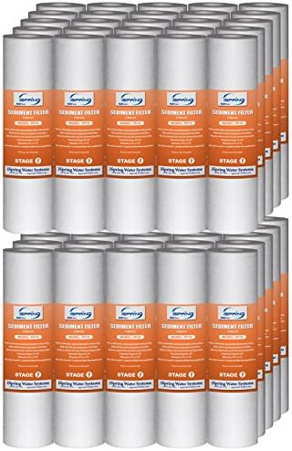 iSpring FP15X50 5 Micron, 50 Pack Standard 10" x 2.5" Multi-layer Sediment Water Filter Replacement Cartridges, White