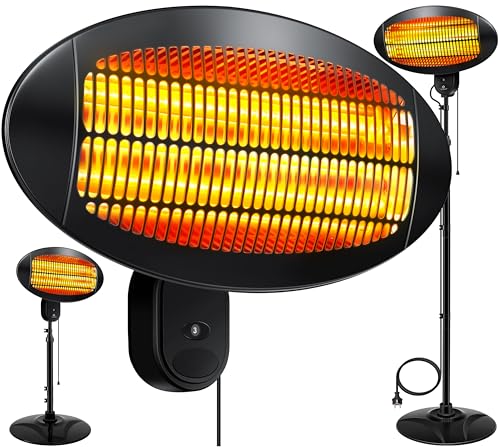 KESSER® Calefactor Radiante 2000 Vatios - Infrarrojos, De Pie, Para Patio y Terraza - Regulable en Altura - Cuarzo