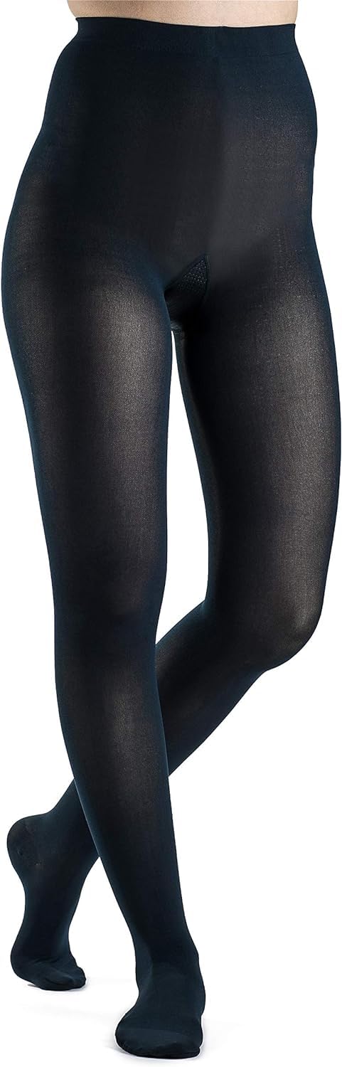 SIGVARIS Women’s Style Soft Opaque 840 Closed Toe Pantyhose 30-40mmHg - Medium Long - Midnight Blue
