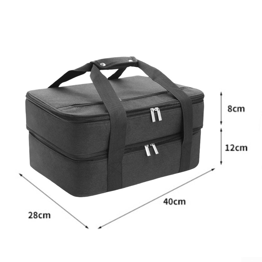 Borsa termica per casseruole isolate con schiuma PE da 8 mm, borsa termica per il trasporto di alimenti da 22,7 x 33,4 a 25,4 x 38,4 cm, borsa per il pranzo caldo e freddo con tasca per