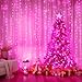 Minetom Curtain Lights, 300 LED Dimmable Fairy Lights with Remote and Timer, 8 Modes, USB Powered String Lights for Room Wall Party Xmas Indoor Decor, Pink