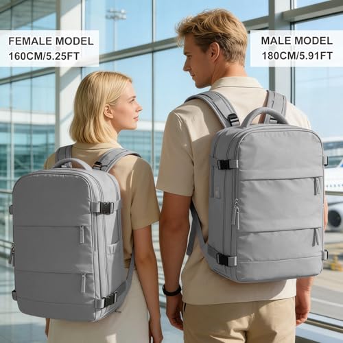 Image of coowoz Vacuum Backpack Travel with Pump,Travel Backpack with Vacuum System For Women Men,Carry On Backpack,Hiking Backpack Waterproof Outdoor Sports Rucksack Casual Daypack,30L(Vacuum pump) Grey