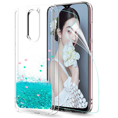 LeYi Funda Xiaomi Redmi 8 Silicona Purpurina Carcasa con HD Protector de Pantalla, Transparente Cristal Bumper Telefono Gel TPU Fundas Case Cover...
