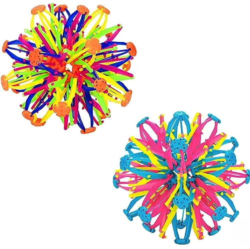 2PCS Expandable BreathingColorful Inflatable Ball Expandable Magic Ball - Stress Reliever Fidget Toys - Breathing Magic Collapsible Ball Toys for Kids & Adults Stress Needs - for Yoga,ADHD (2PCS)