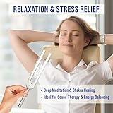 9-Piece Solfeggio Tuning Fork Set with Silicone Hammer & Carrying Bag – DNA Repair & Sound Therapy Healing Tools for Balance & Wellness- Silver - Image 2