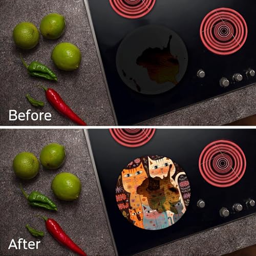 Tucocoo Abstract Cats Electric Stove Burner Covers, Set of 4 Round Stove Burner Covers, 8 Inches and 10 Inches, Gas Stove Burner Covers, Metal Stove Burner Cover, Animal Floral Cooktop Decorative by Tucocoo - Used condition - Image 7