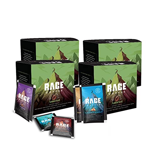 Image of RAGE COFFEE - 3.25 Gms X 40 Sachet Shots Assorted - Premium Arabica Instant Coffee (Pack Of 4), Powder