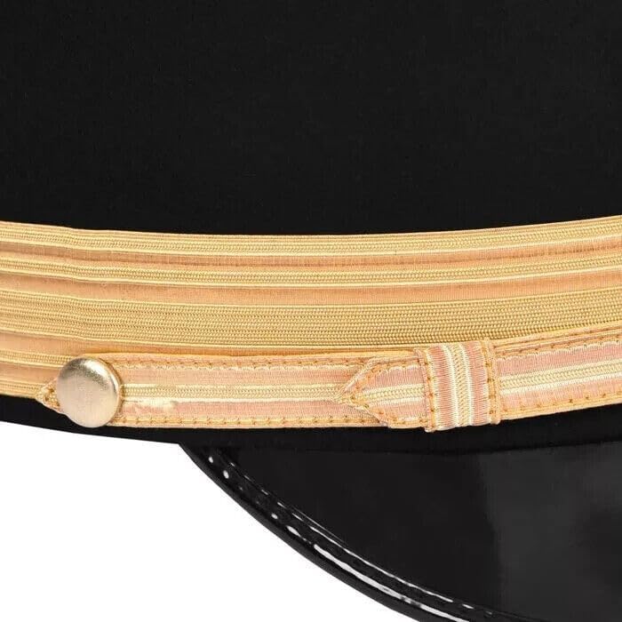 Grand Commandery Knights Templar Fatigue Cap - Gold Metal Braid, Black