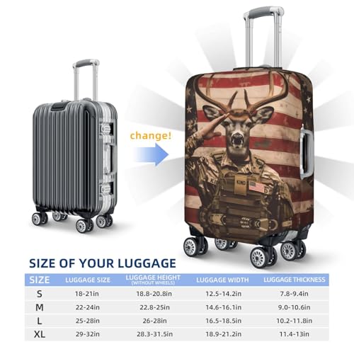Patriotic Deer Soldier Salute Travel Luggage Covers - Elasticity Suitcase Covers Protector for Luggage 18-32 Inch2