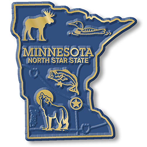 Imán decorativo vintage de Minnesota en caucho 2 x 2.2 in