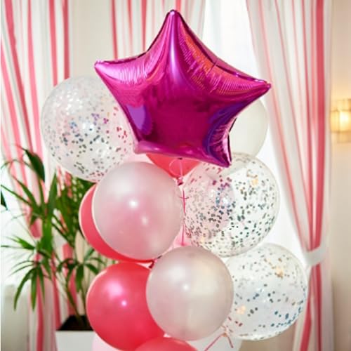 Image of MEETINGU Star Balloons,18 Inch Rose Mylar Star Foil Balloons for Baby Shower, Wedding, Magical Prom or Engagement Party Decoration(10psc)