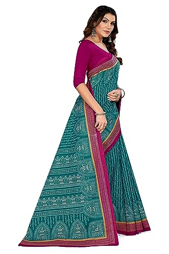 Image of TAMAIRA FASHION Women's Plain Weave Pure Cotton Saree Without Blouse Piece(11232 Seagreen)