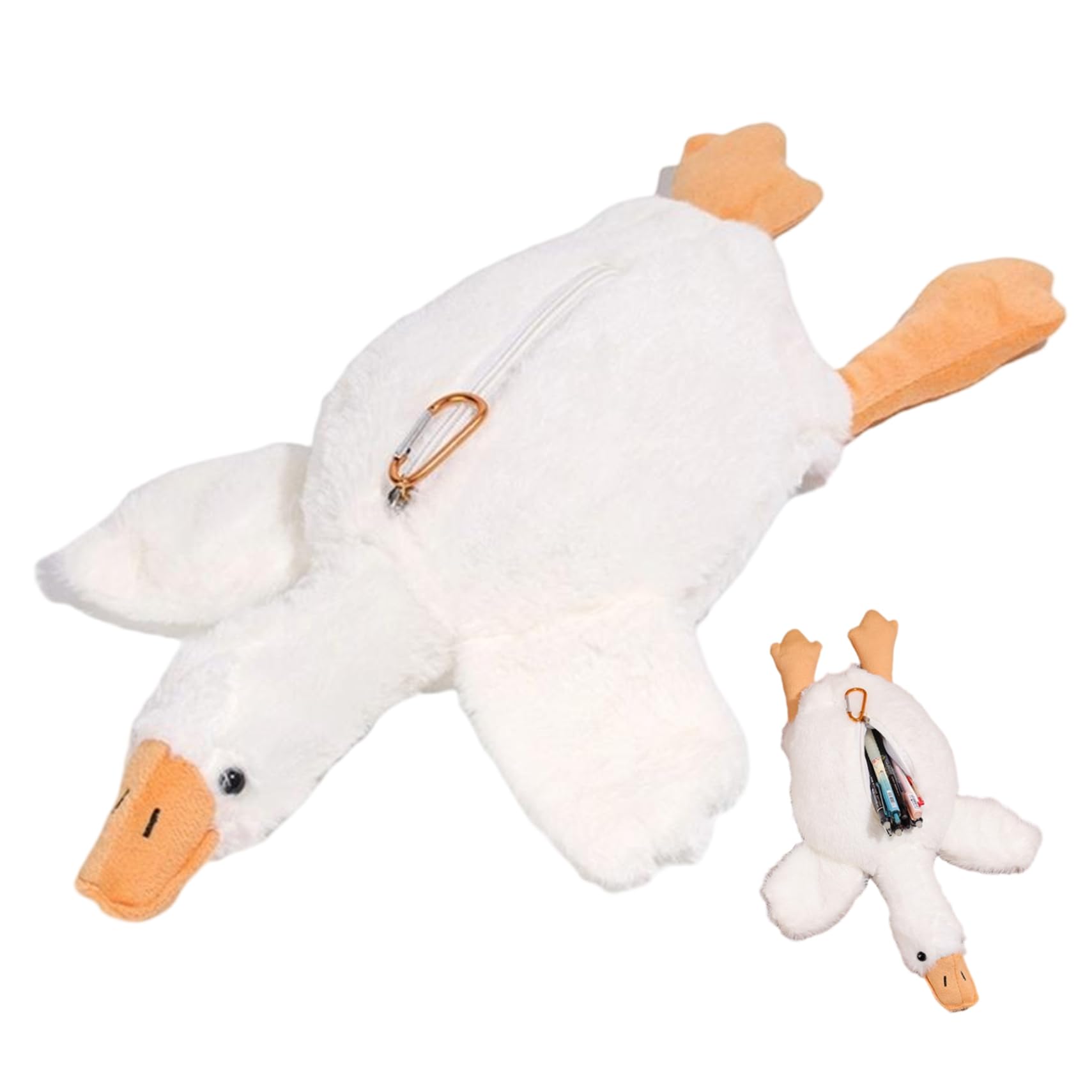 Plush Pencil Case, Animal Pencil Case Plush, Large Capacity Cute 3D Duck with Zipper, Soft Fuzzy Pen Bag for Office College School Supplies, Pen Bag