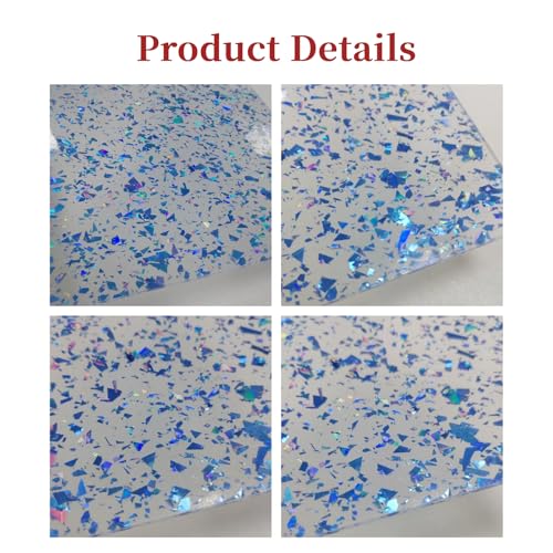 Image of TOEPODO Glitter Acrylic Sheet Irregular Glitter 1 /8 Thickness Sparkle Plastic Acrylic Panels for Laser Cutting Engraving Craft DIY Decor Ornaments (2, Blue)