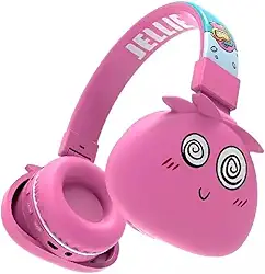 Fone de Ouvido Bluetooth Infantil Mostrinhos Sem Fio Kids - 8 Modelos Divertidos com Conexão Bluetooth e Cabo Auxiliar, Ajuste de Altura e Design Dobrável - Conforto e Diversão (Rosa)