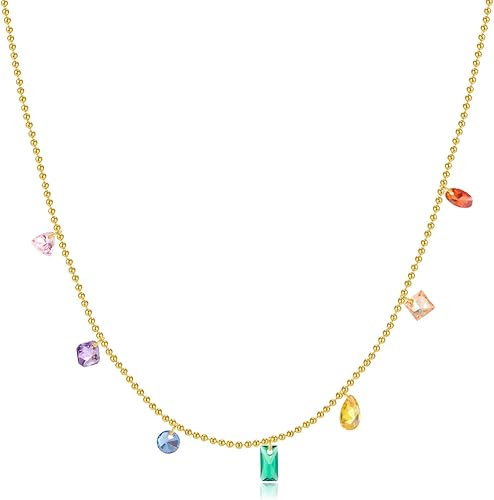 Gifglo 18k Gold-Plated Natural Stone Pendant Necklace, Simple And Popular Women'