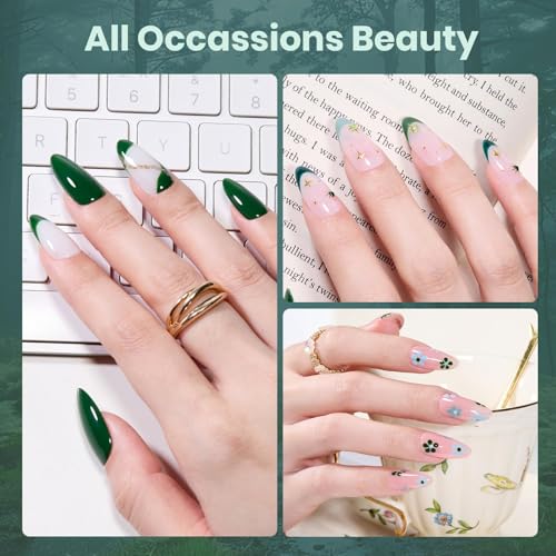 Image of Beetles Green Gel Polish Set - Forest Fog Shade, Pastel Green Gel Nail Polish Set 6 Colors, Same Color Bottle - Stay Shining, Soak Off UV Lamp St. Patrick's Day Nail Art, Manicure Salon Spring Nails