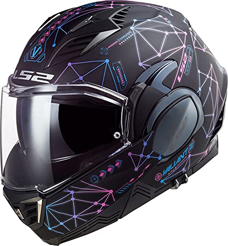 LS2, casco de moto modular VALIANT II Stellar, XS, negro mate azul