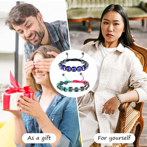 2Pcs Adjustable Mood Bracelet for Women Color Changing Based on Emotion Beaded Braided Dazzling Mood Bracelet Shinning Links4