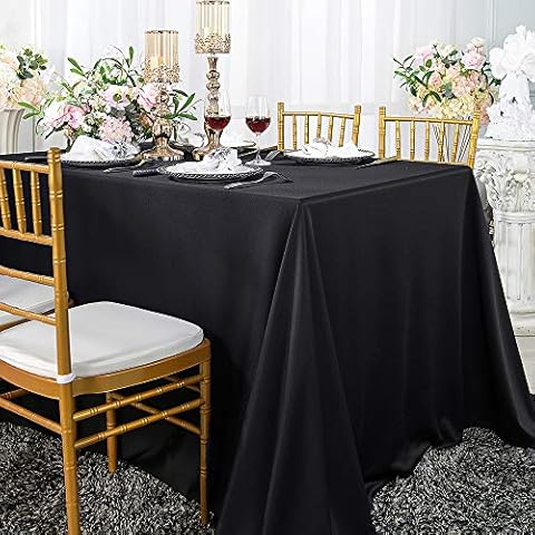 Wedding Linens Inc. 90" x 132" Rectangular Seamless Scuba (Wrinkle Free) tablecloths Table Cover Linens for Restaurant Kitchen Dining Wedding Party Banquet Events - Black Cover
