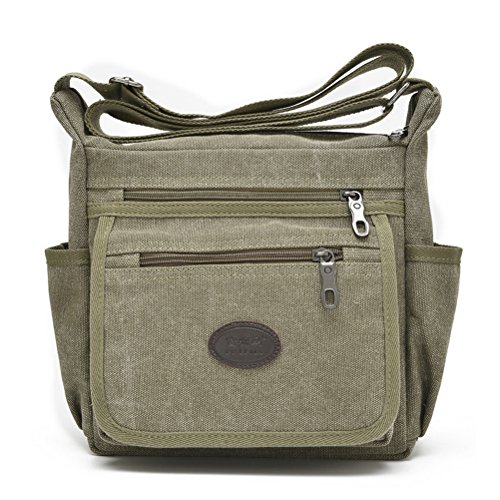 Qflmy Vintage Retro Canvas Messenger Bag Crossbody Shoulder Bag (Green)